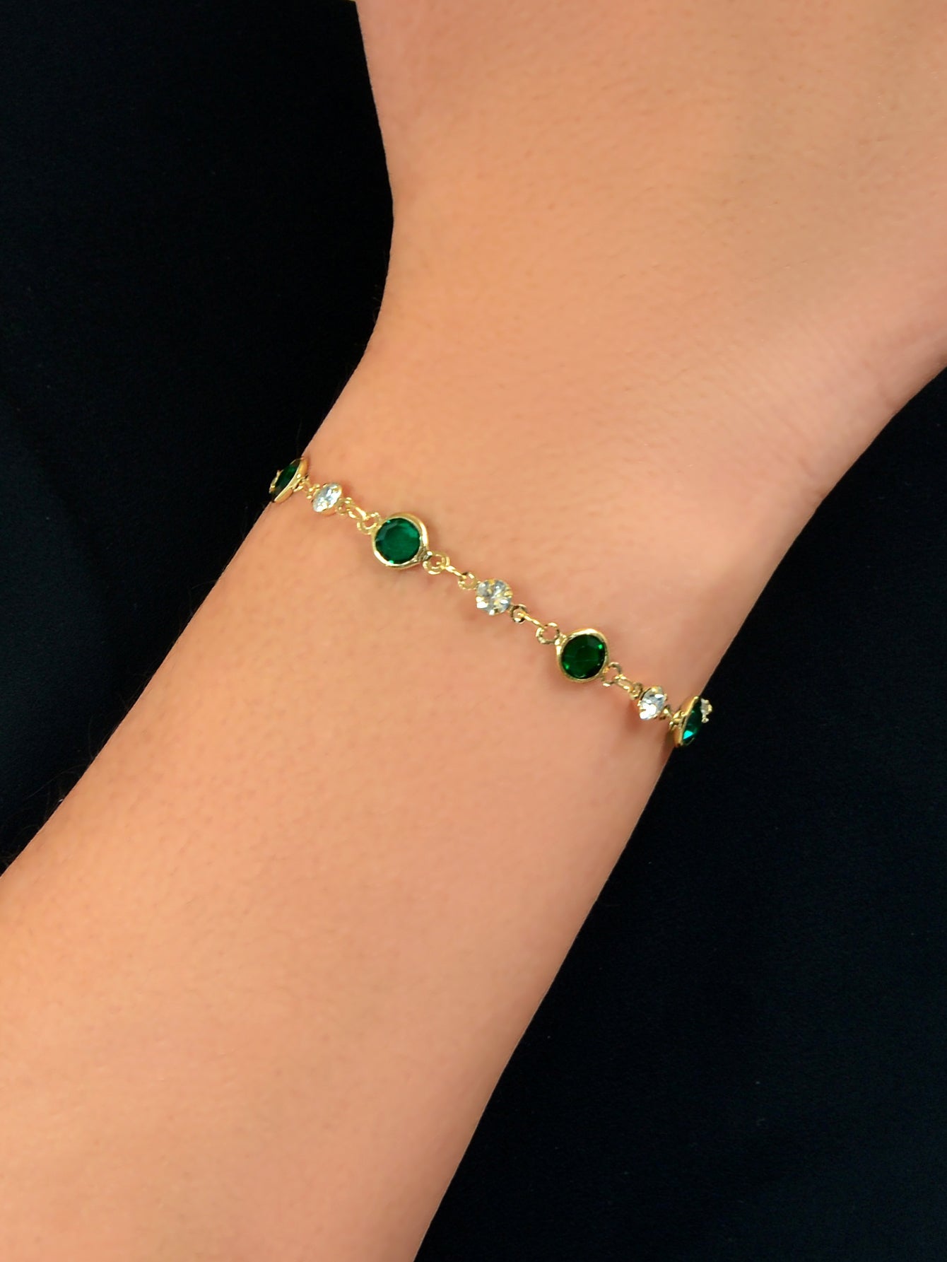 Green Transparent Rhinestone Bracelet Girls Party Jewelry Luxurious Accessories