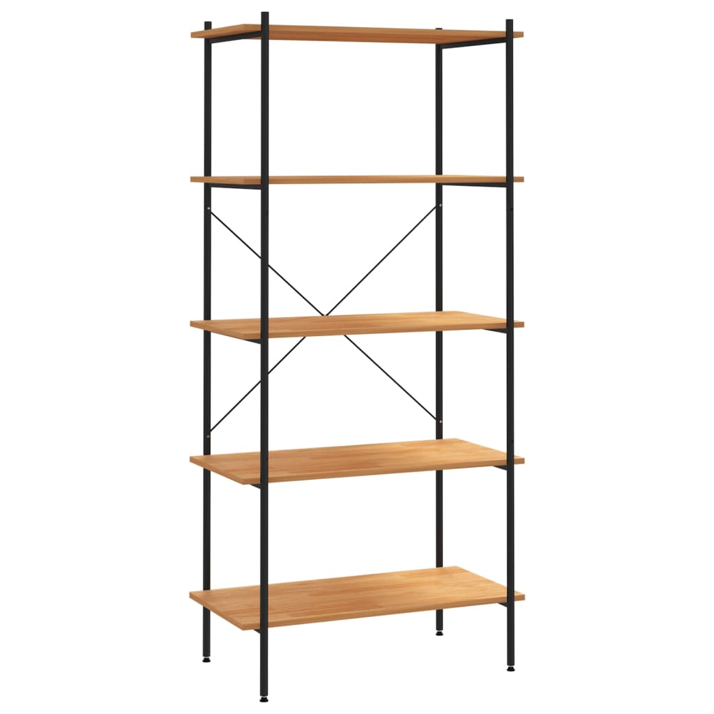 NNEVL 5-Tier Shelving Unit Black and Oak 80x40x163 cm-1