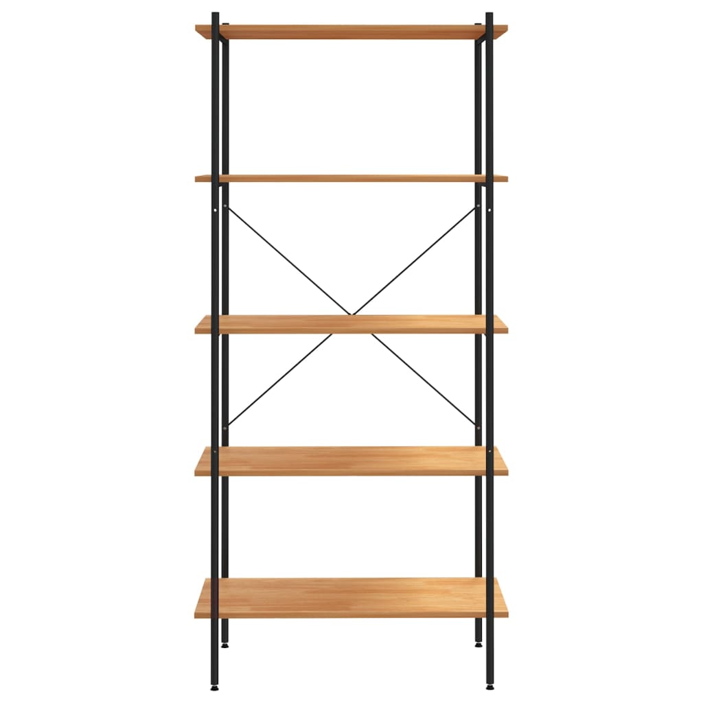 NNEVL 5-Tier Shelving Unit Black and Oak 80x40x163 cm-2