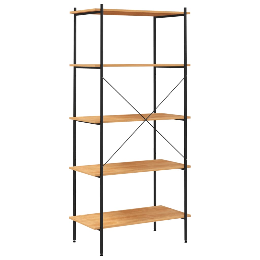 NNEVL 5-Tier Shelving Unit Black and Oak 80x40x163 cm-4