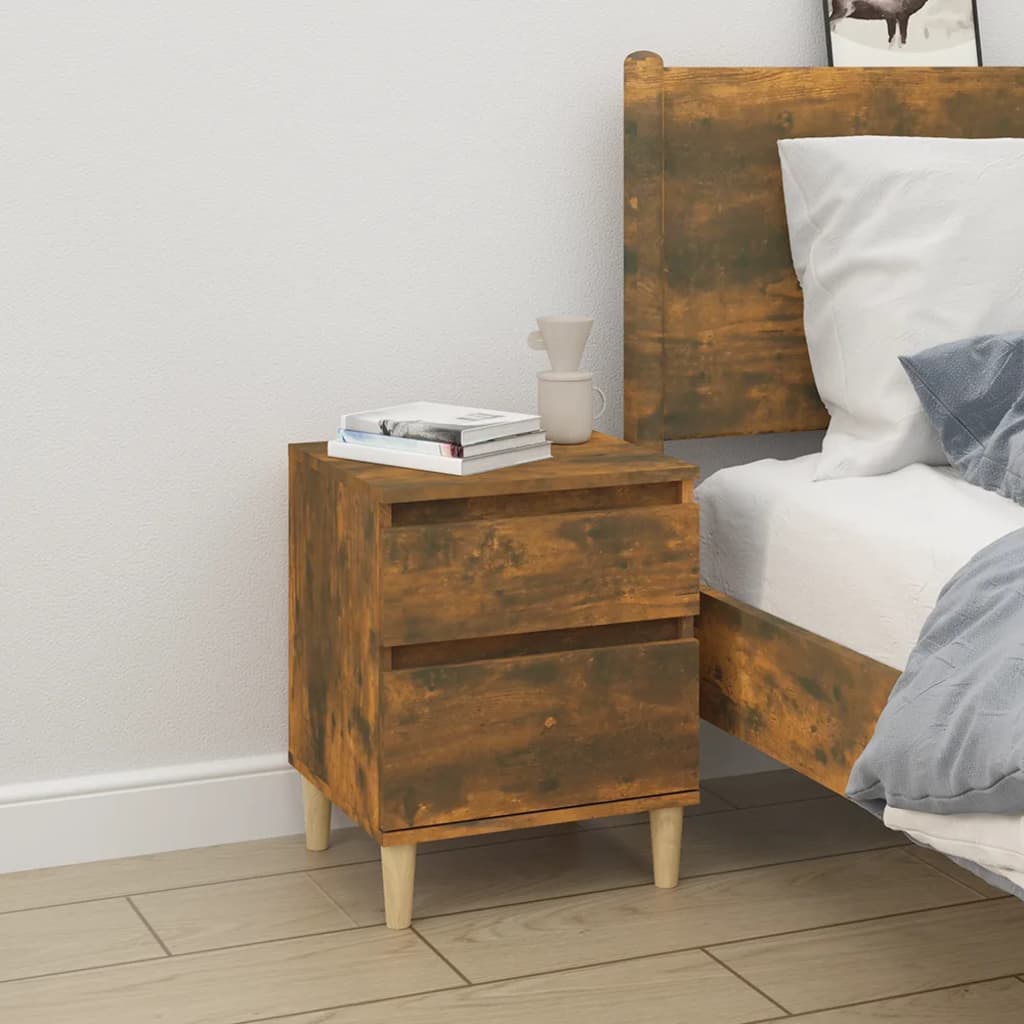NNEVL Bedside Cabinets 2 pcs Smoked Oak 40x35x50 cm-2