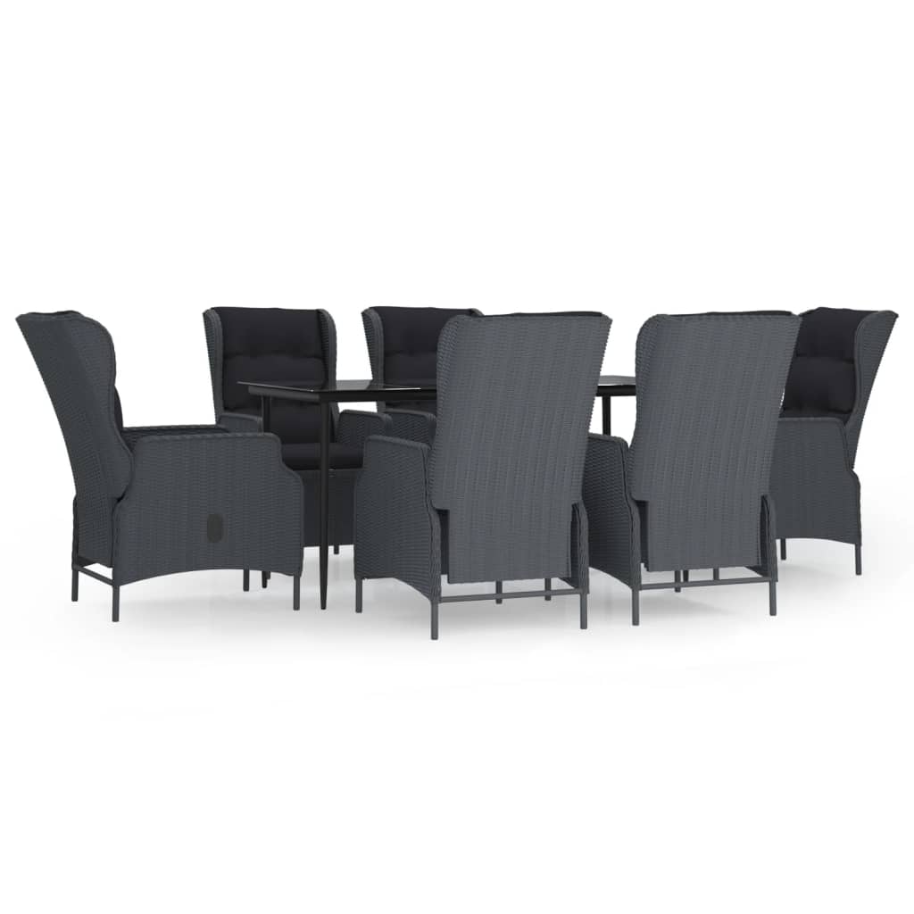 NNEVL 7 Piece Garden Dining Set Dark Grey Poly Rattan-1