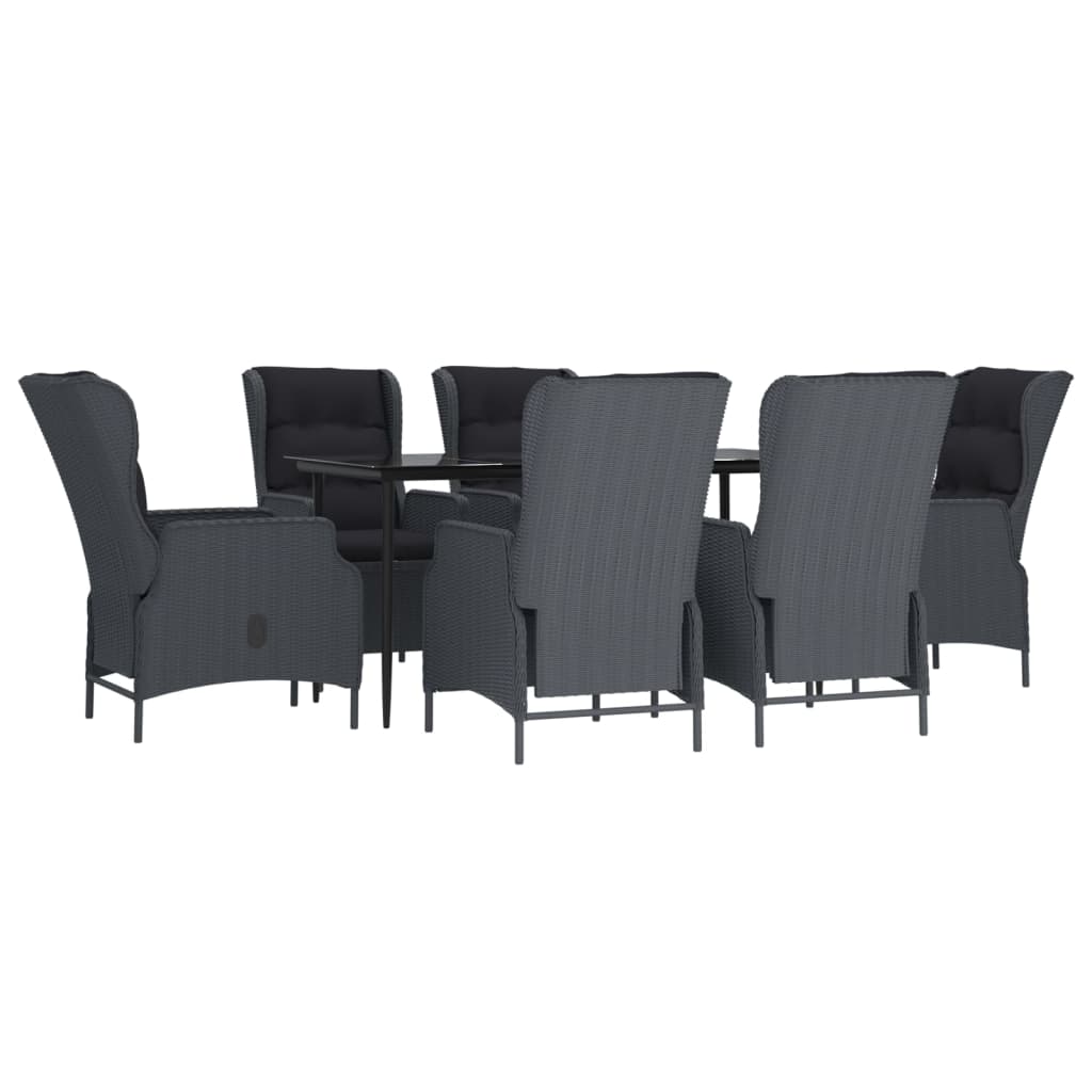 NNEVL 7 Piece Garden Dining Set Dark Grey Poly Rattan-2