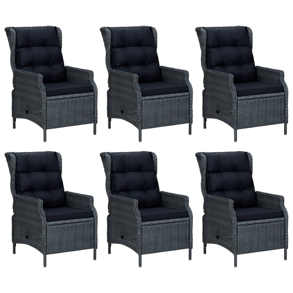 NNEVL 7 Piece Garden Dining Set Dark Grey Poly Rattan-3