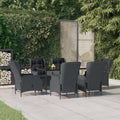 NNEVL 7 Piece Garden Dining Set Dark Grey Poly Rattan-0