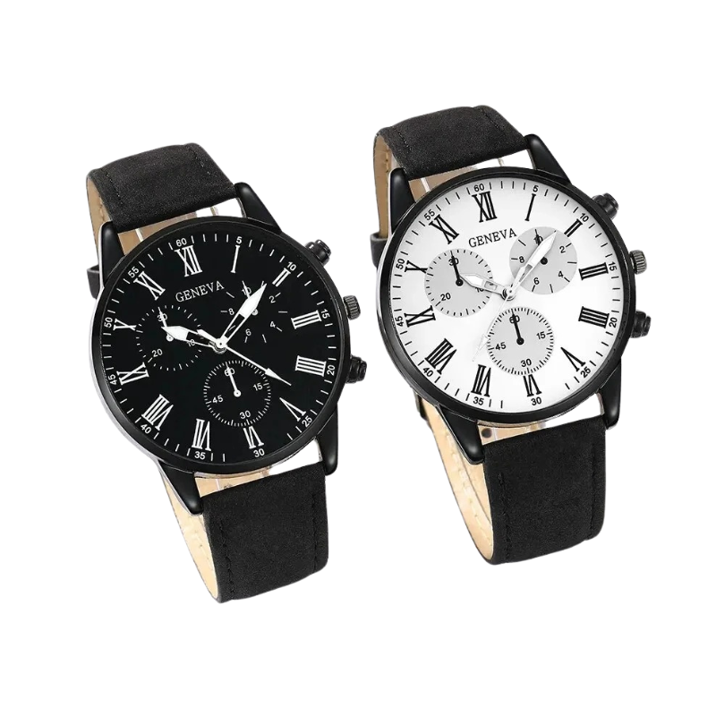NNEOBA Couple Leather Quartz Watches Set-0